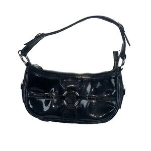 Vintage BCBG Paris Patent Leather Purse Crescent Large O Ring Y2K